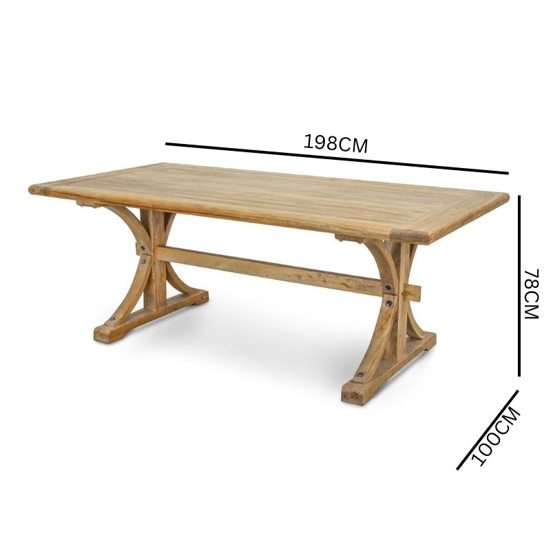 Alba Reclaimed Elm Wood Dining Table 2M - Natural