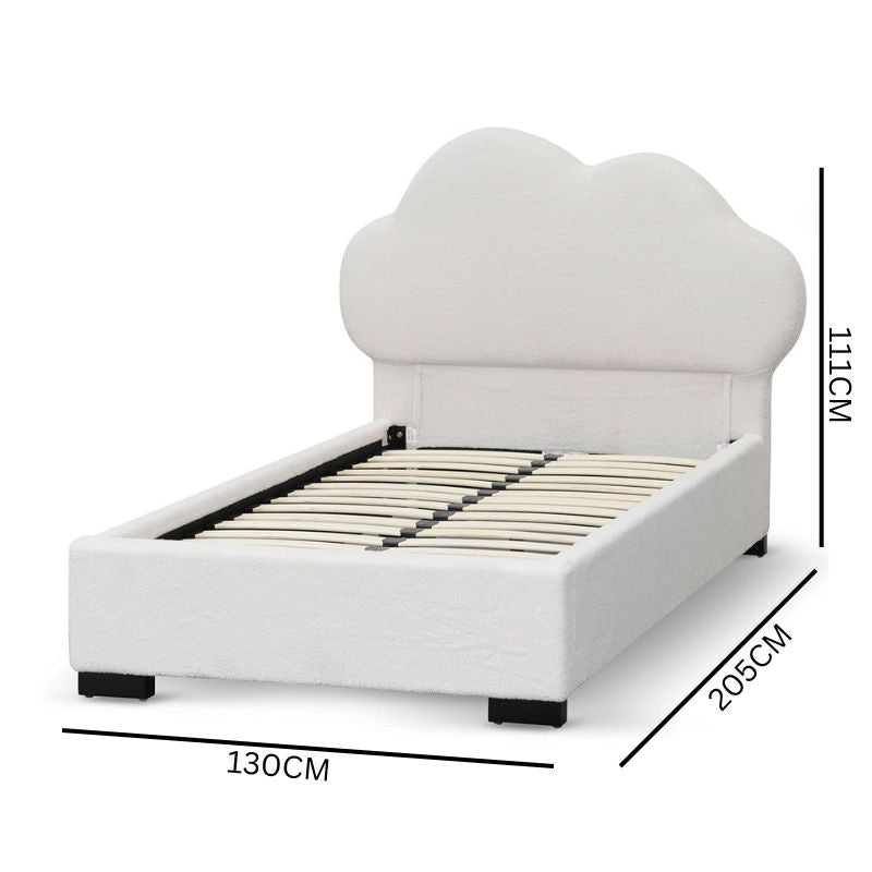 Amelia Single Sized Bed Frame - White Boucle