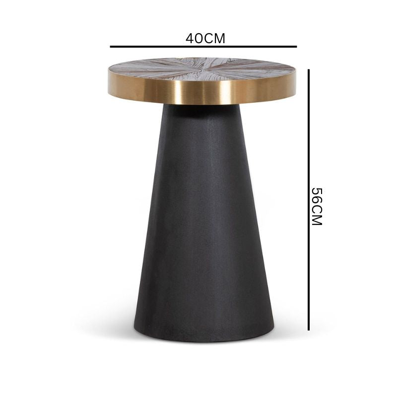 Amira Side Table - Natural Top with Dark Grey Base