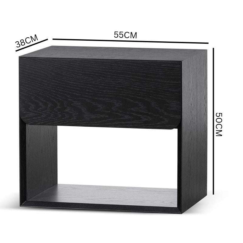 Andres Oak Bedside Table - Black
