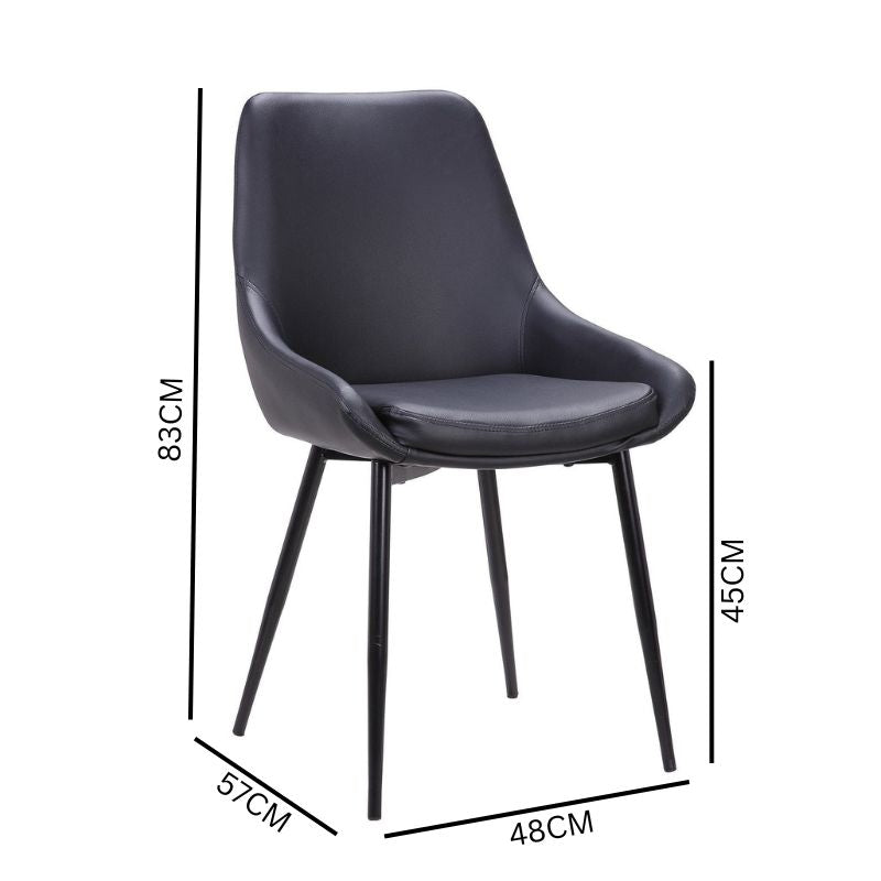 Angelo Dining Chair - Black Leather
