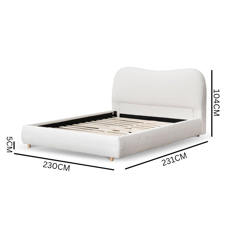 Aurora Fabric C.King Bed - Pearl White