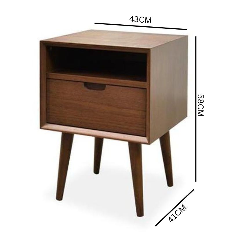 Axel Wooden Bedside Table - Walnut
