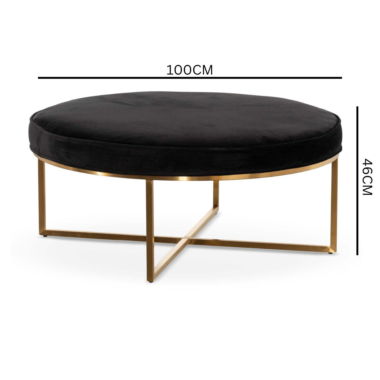 Bella Ottoman - Black Velvet