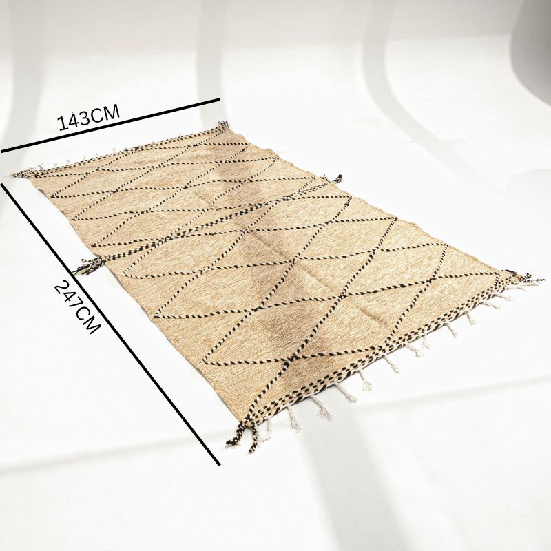 Berber Rug - Zanafi Kilim - Beige & Black Diamonds