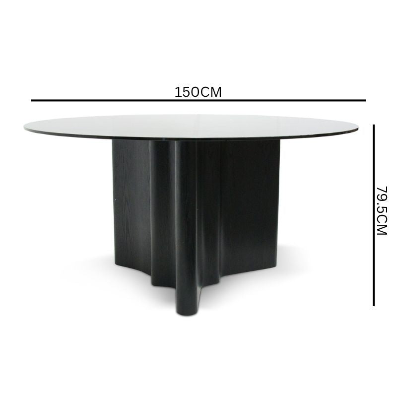 Blake 1.5m Round Glass Dining Table - Black