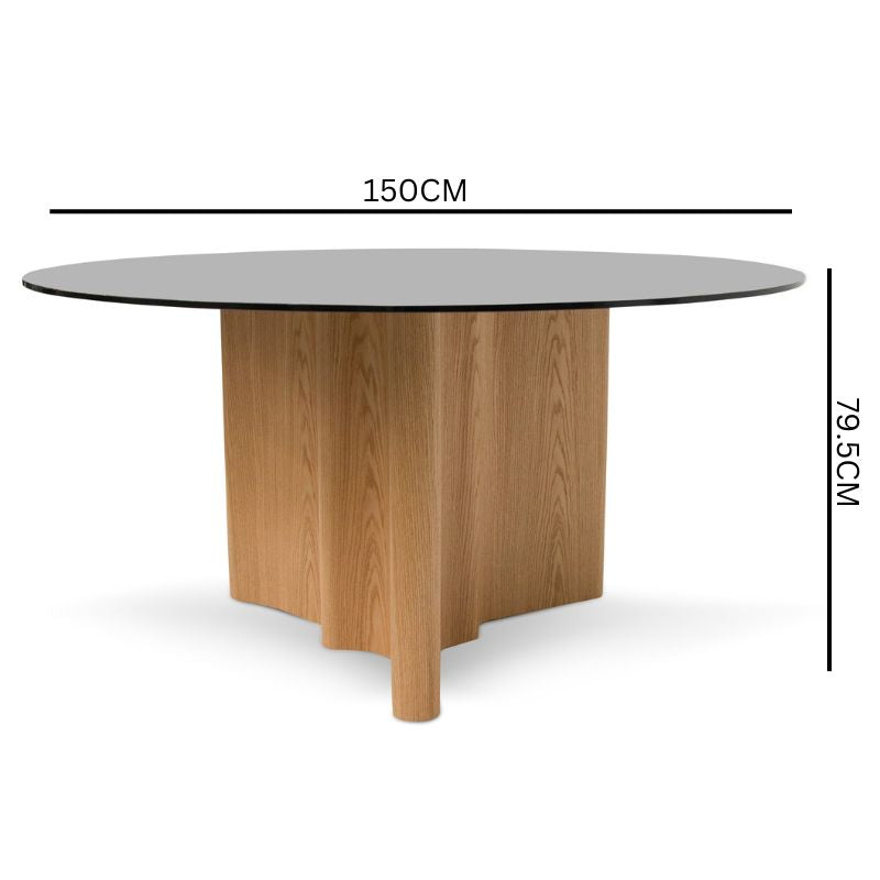 Blake 1.5m Round Glass Dining Table - Natural