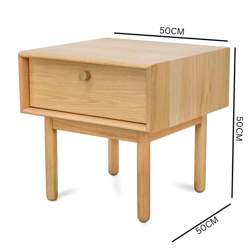Brynn Wooden Lamp Side Table with Drawer - Natural