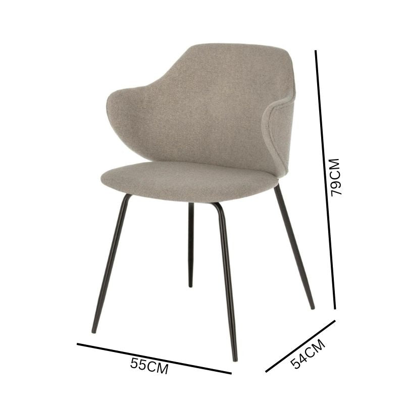 Budapest Fabric Dining Chair - Light Grey