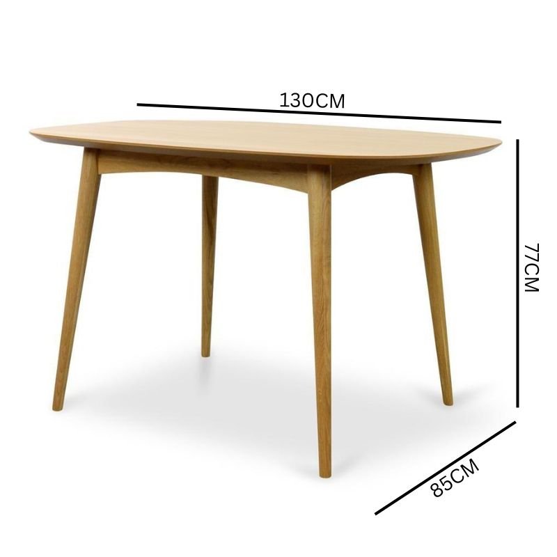 Byren Scandinavian 1.3m Fixed Dining Table - Natural