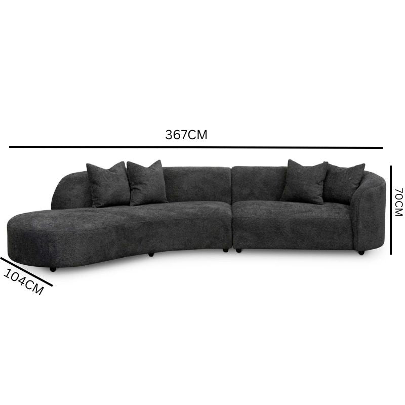 Camilla Left Chaise Sofa - Charcoal Boucle