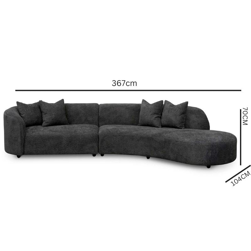 Camilla Right Chaise Sofa - Charcoal Boucle