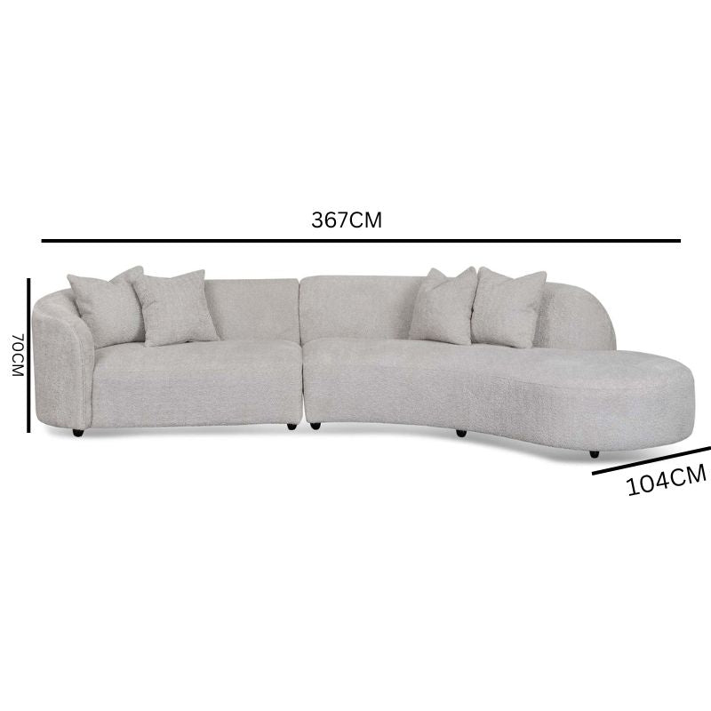 Camilla Right Chaise Sofa - Light Grey Boucle