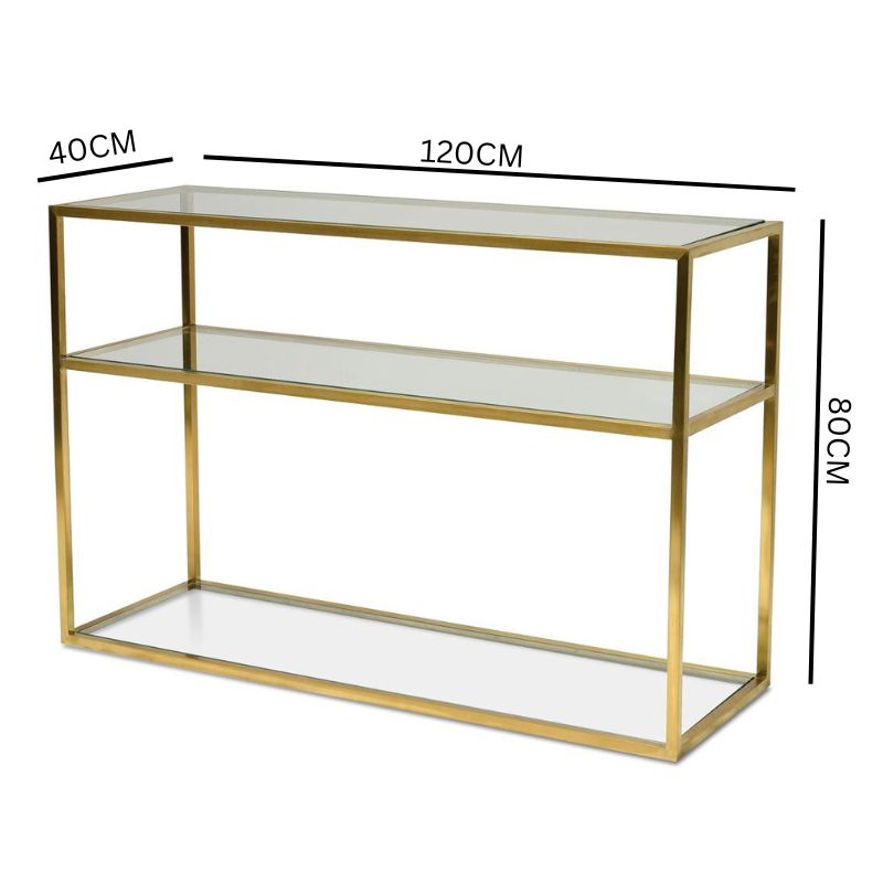 Carson Glass Console Table - Gold Base
