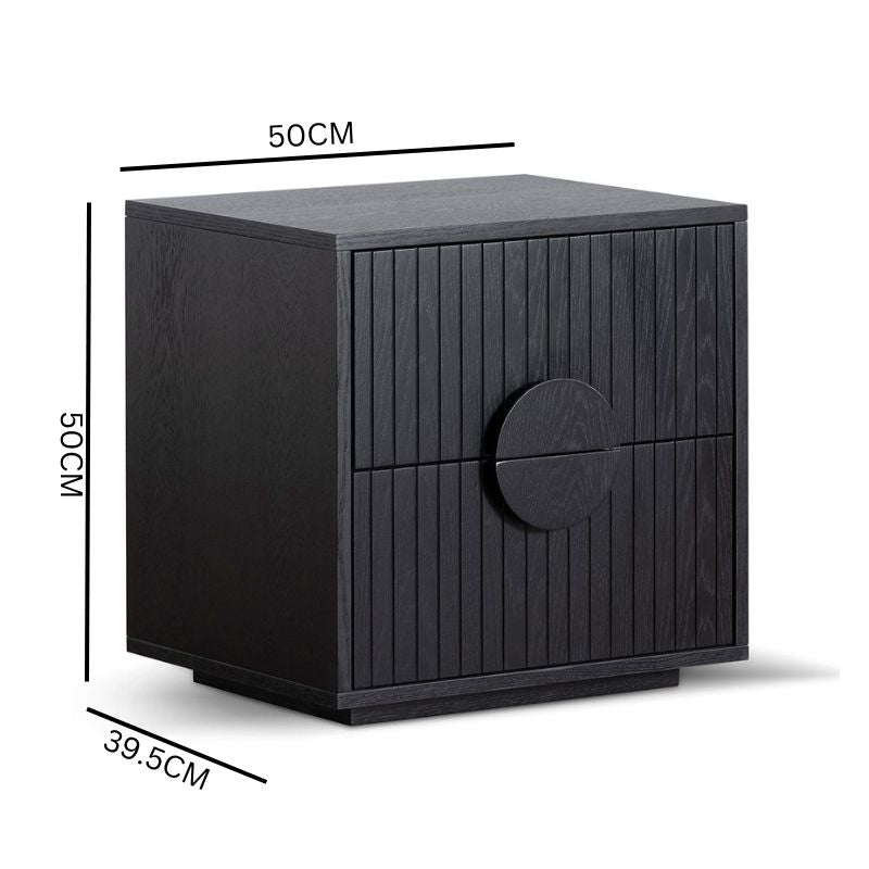 Carter Bedside Table - Matte Black Oak