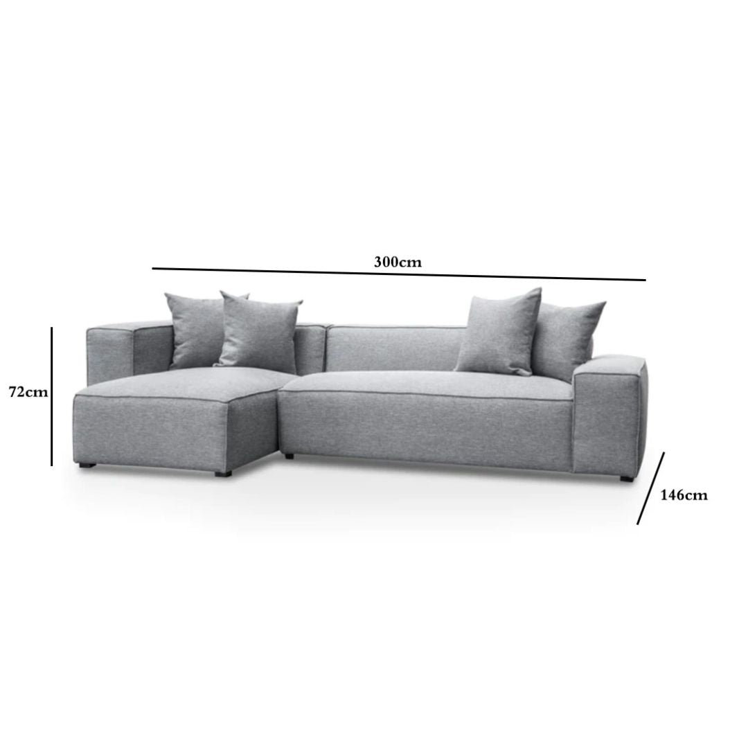 Charles 3S Left Chaise Sofa - Coin Grey