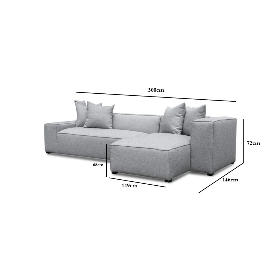 Charles 3S Right Chaise Sofa - Coin Grey