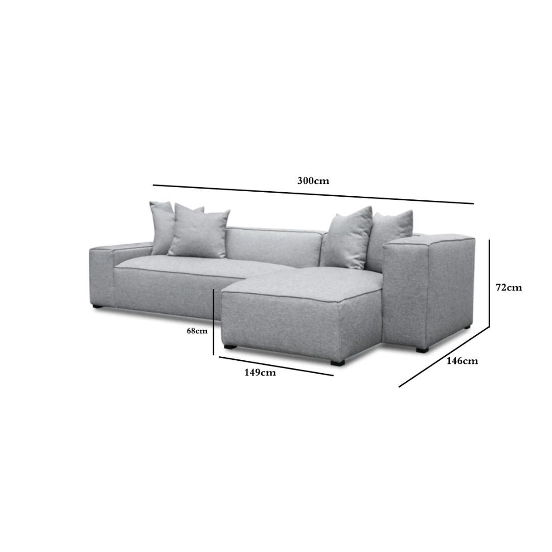 Charles 3S Right Chaise  Sofa - Coin Grey
