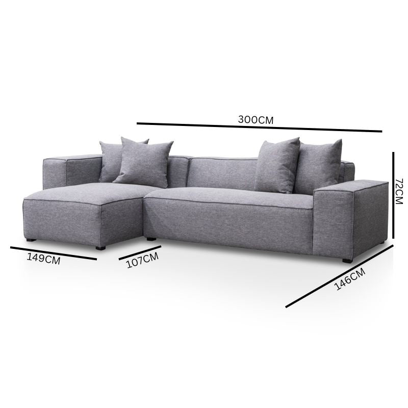 Charles 3S Left Chaise Sofa - Graphite Grey
