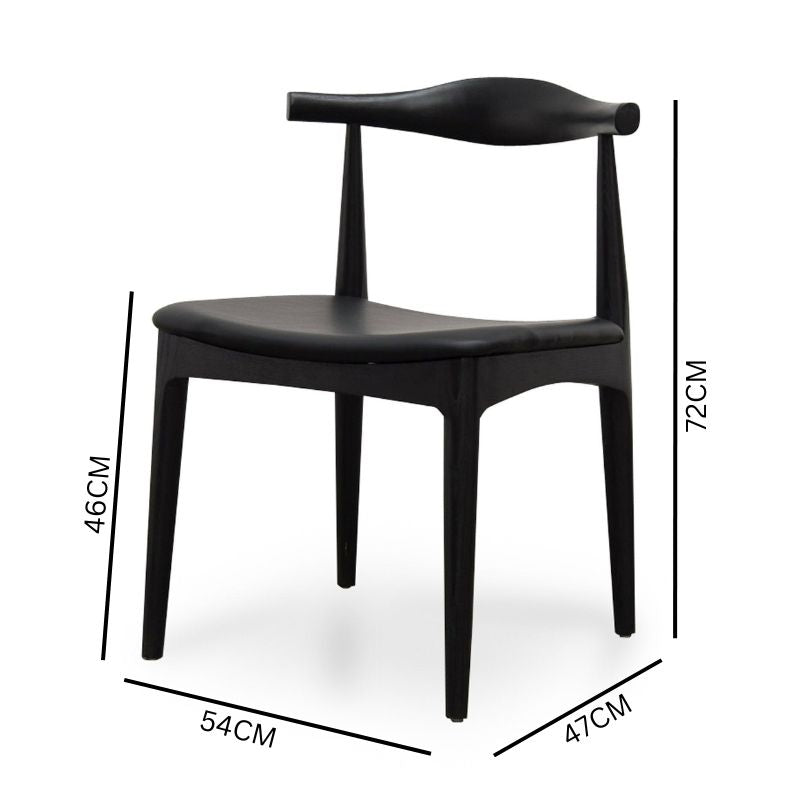 Cora Dining Chair - Full Black with Leather Seat