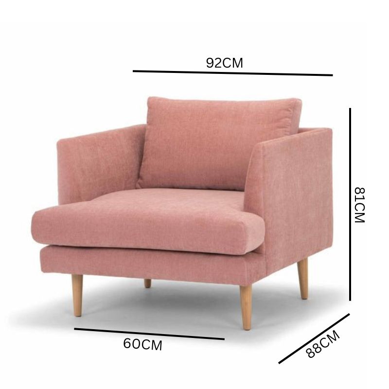 Darcy Armchair - Dusty Blush with Natural Legs