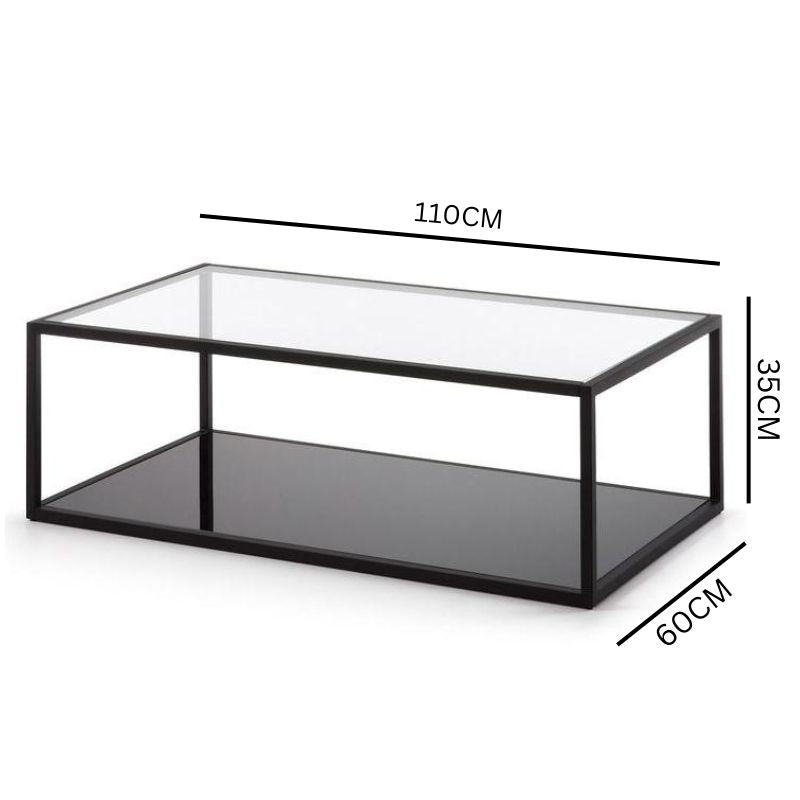 Declan Rectangular Glass Coffee Table - Black
