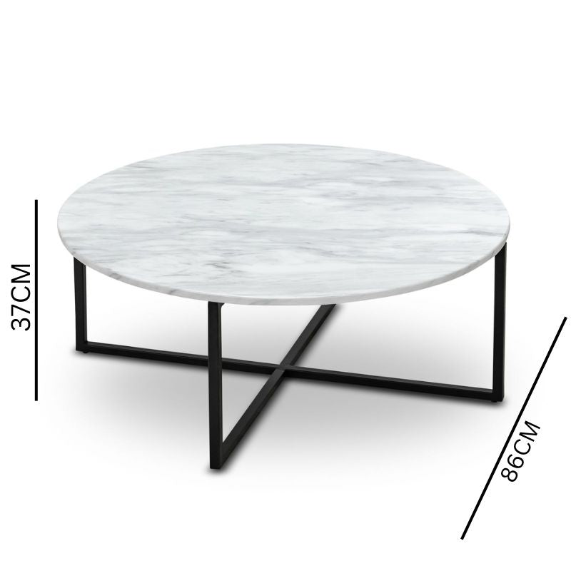 Hudson Round White Marble Coffee Table