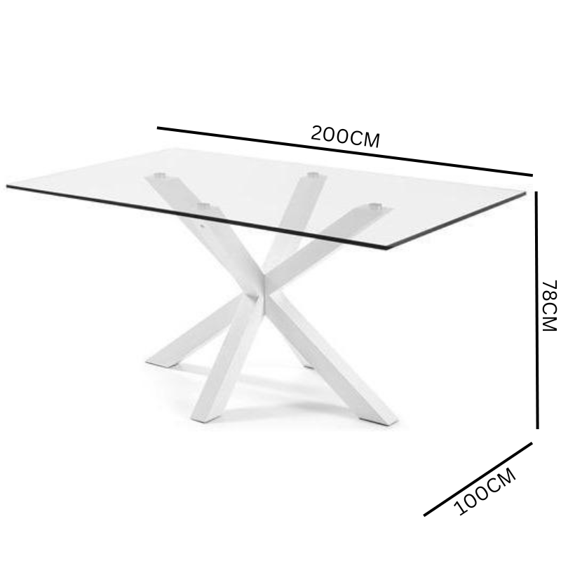 Diego 2m Glass Dining Table - White