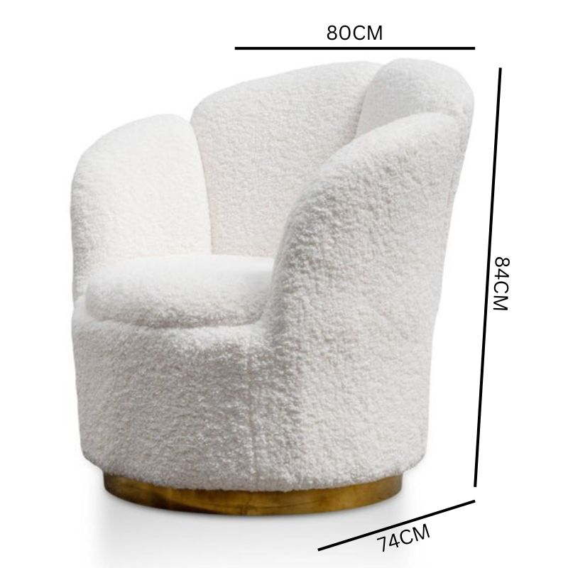 Edwin Lounge Chair - Synthetic Wool with Brass Gold Base