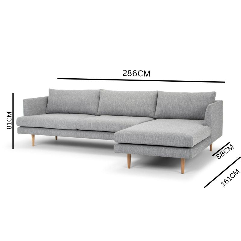 Eleanor 3S Right Chaise  Sofa - Graphite Grey