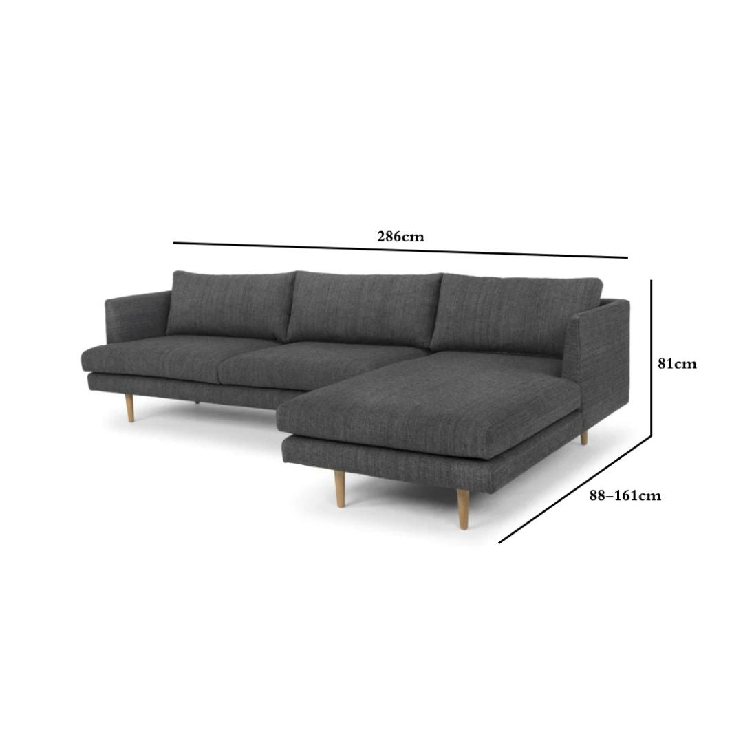 Eleanor 3S  Sofa  Right Chaise - Metal Grey