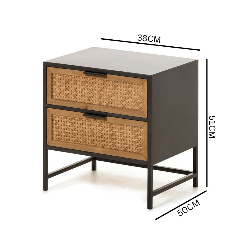 Elio Rattan Bed Side Table - Natural