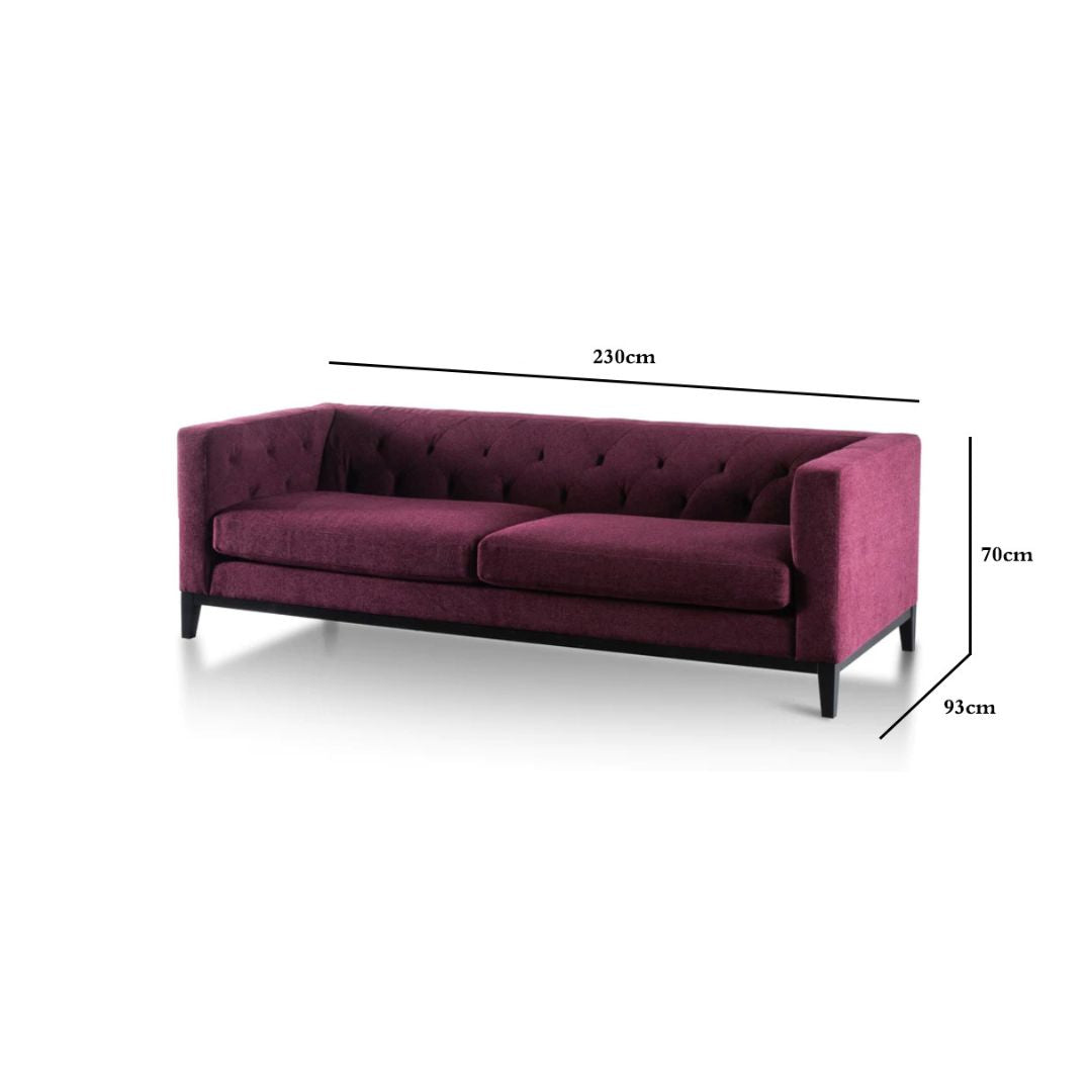 Elizabeth 3S Sofa - Deep Burgundy