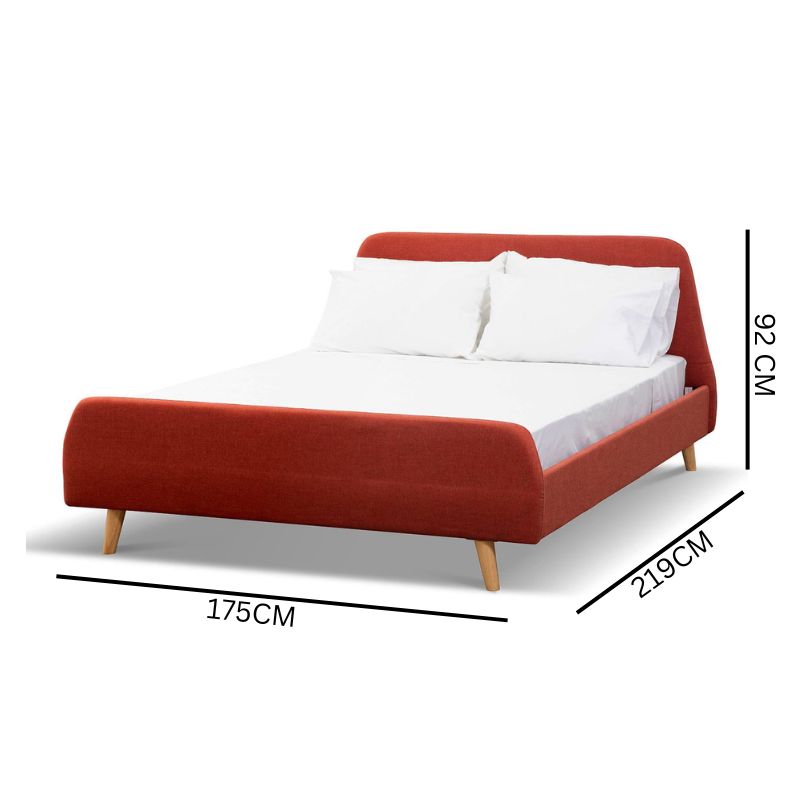 Emma Fabric Queen Bed - Blood Orange