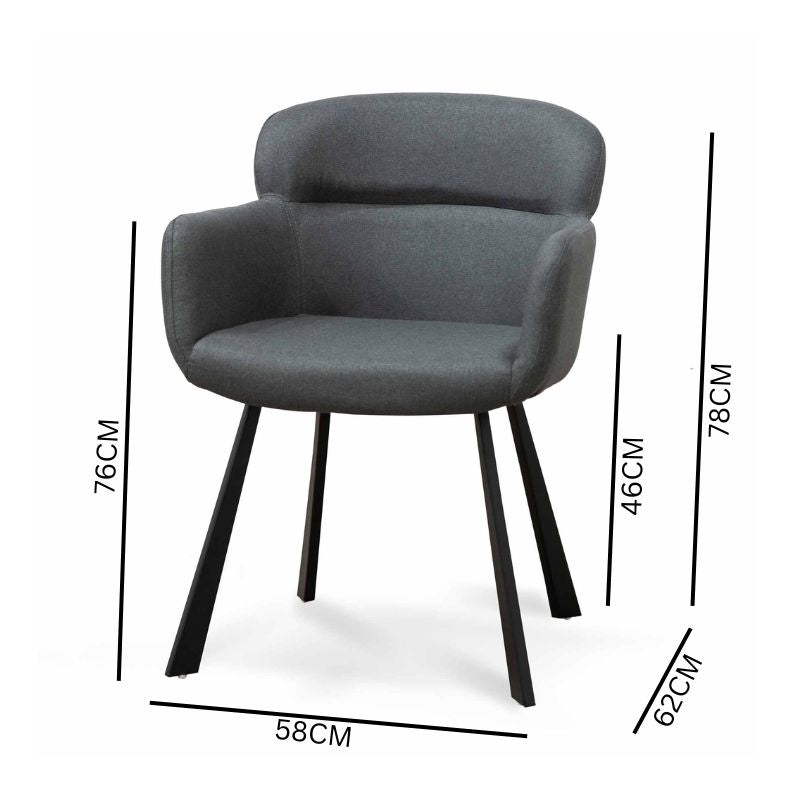 Ethan Fabric Dining Chair - Gunmetal Grey