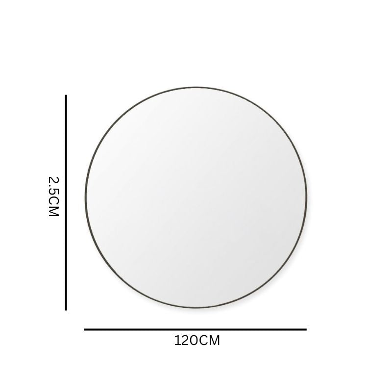 Flora 120cm Round Mirror - Black