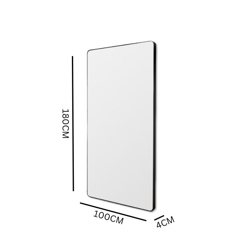 Flora 180cm Curve Rectangular Mirror - Black