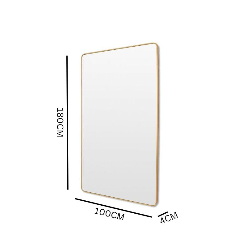 Flora 180cm Curve Rectangular Mirror - Brass