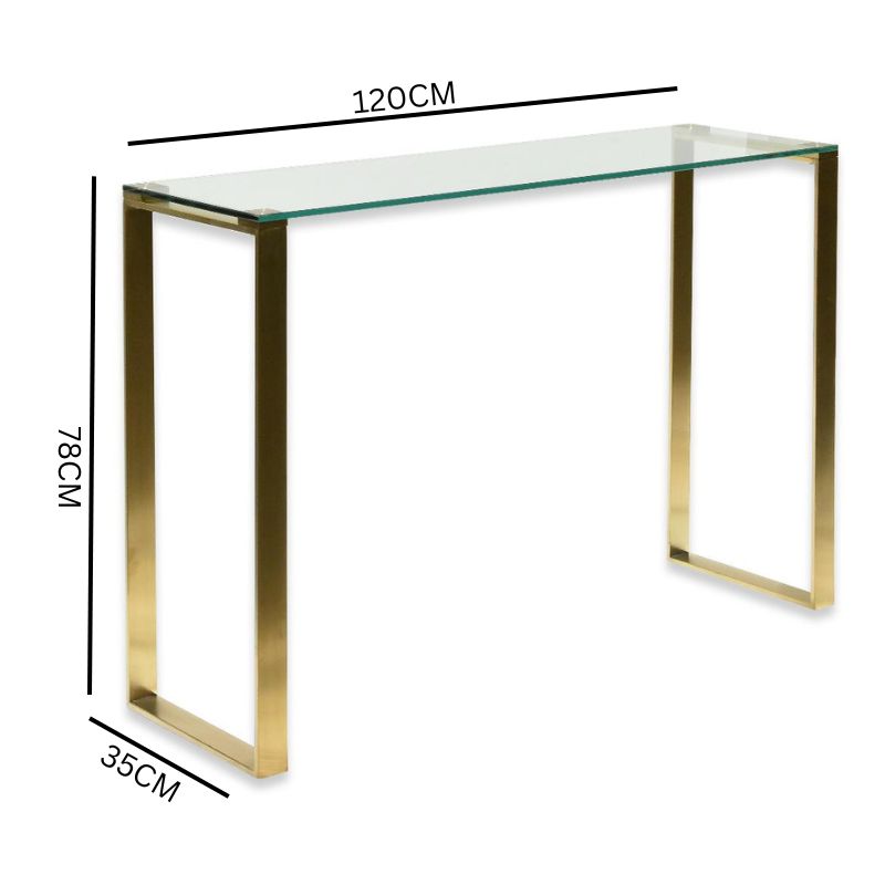 Fumio Glass Console Table - Brushed Gold Base