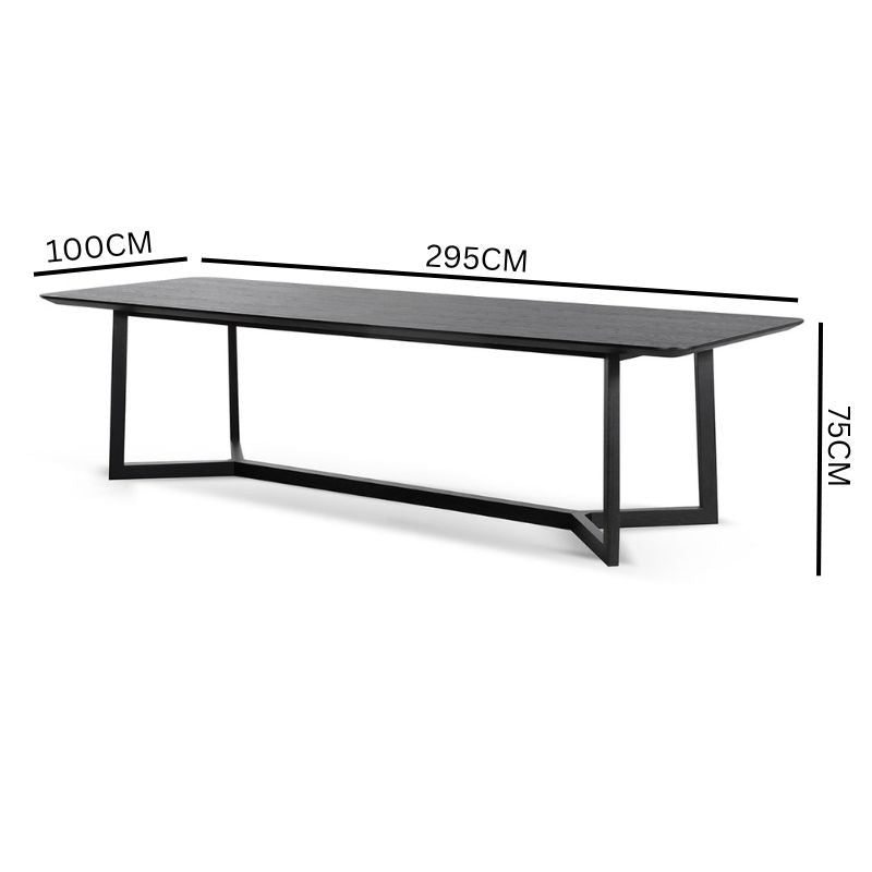 Gian 2.95m Wooden Dining Table - Full Black