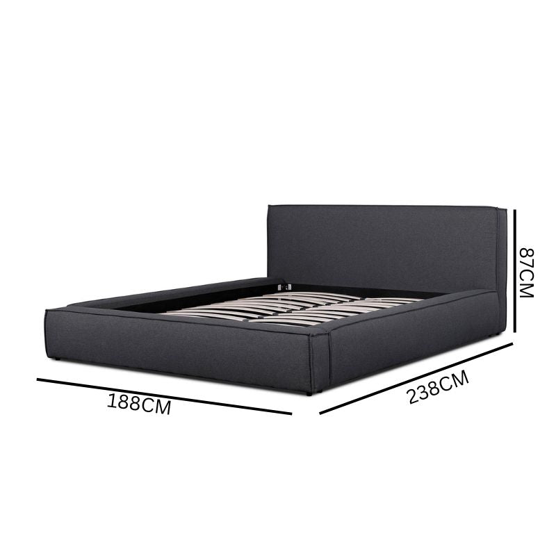 Grace Fabric Queen Bed Frame - Charcoal Grey