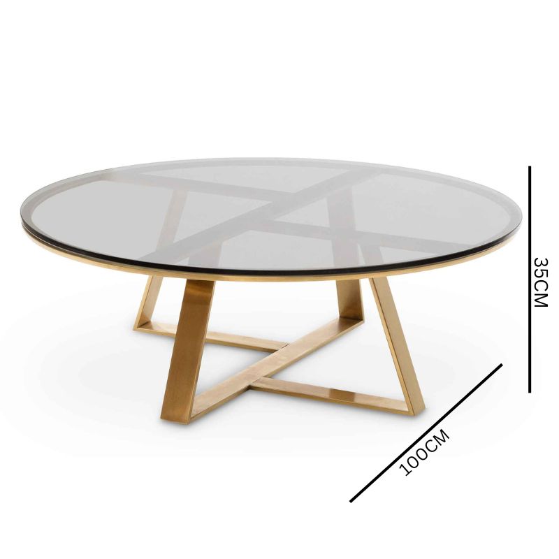 Griffin Round Grey Glass Coffee Table