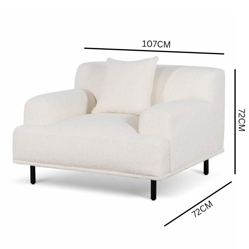 Harper Armchair - Ivory White Boucle