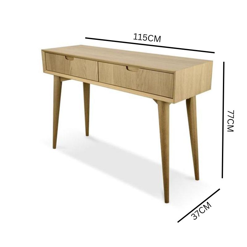 Henrik Scandinavian Wood Console Table with Drawers