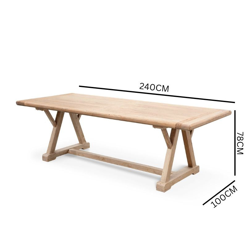 Hercules 8 Seater Reclaimed Elm Wood 2.4m Dining Table