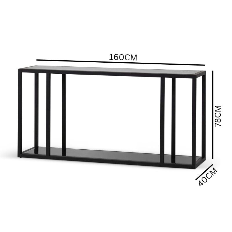 Hiroshi Grey Glass Console Table - Black