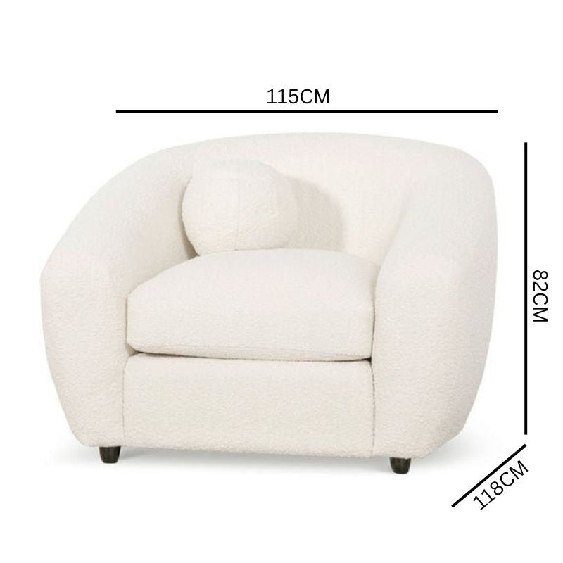 Hudson Armchair - Ivory White Boucle