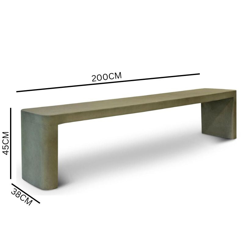 Hudson Dining Bench - Lime Grey Concrete Finish