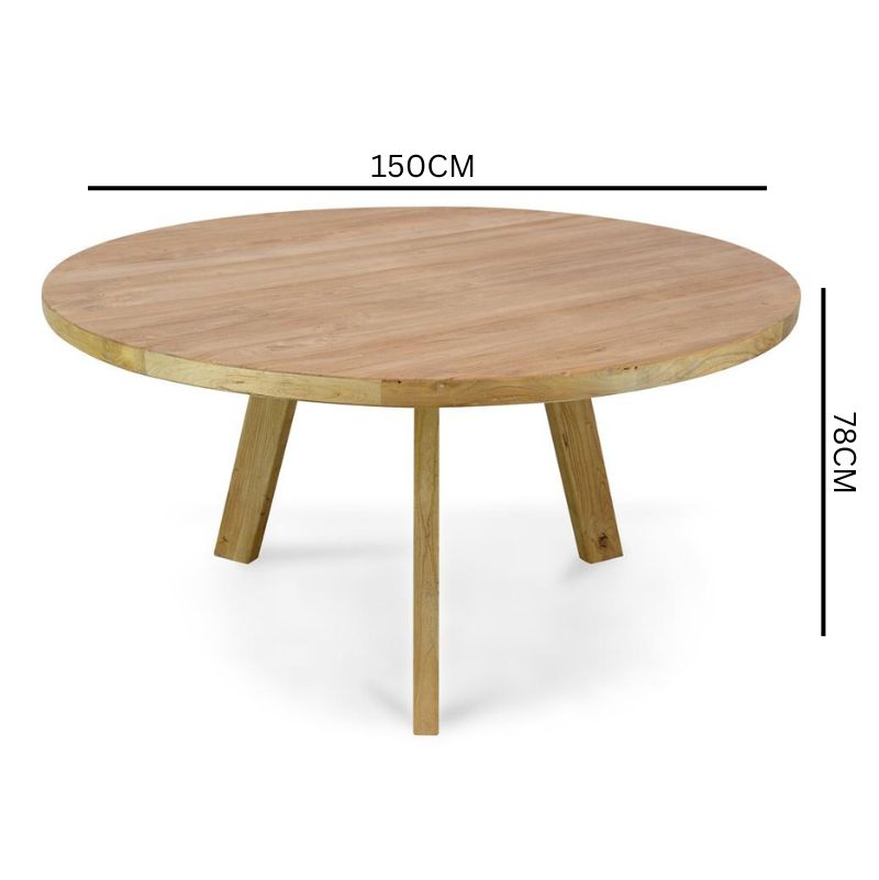 Hunter Reclaimed Elm Wood 1.5m Round Dining Table