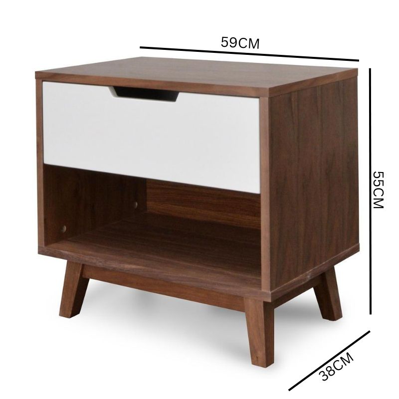 Ivy Wooden Bedside Table - Walnut